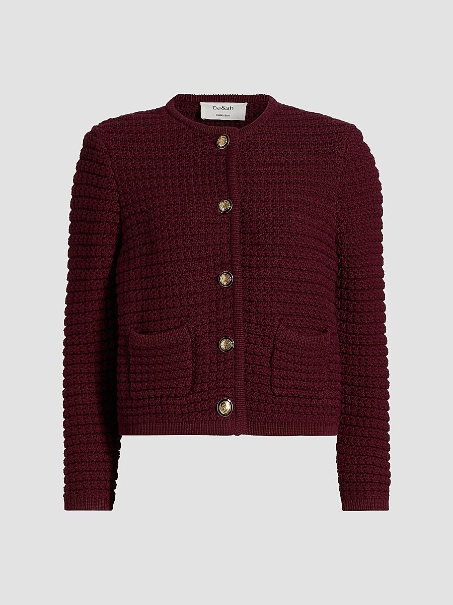 ba & sh Women's Gaspard Cotton-Blend Knit Cardigan - Bordeaux - Size XL
