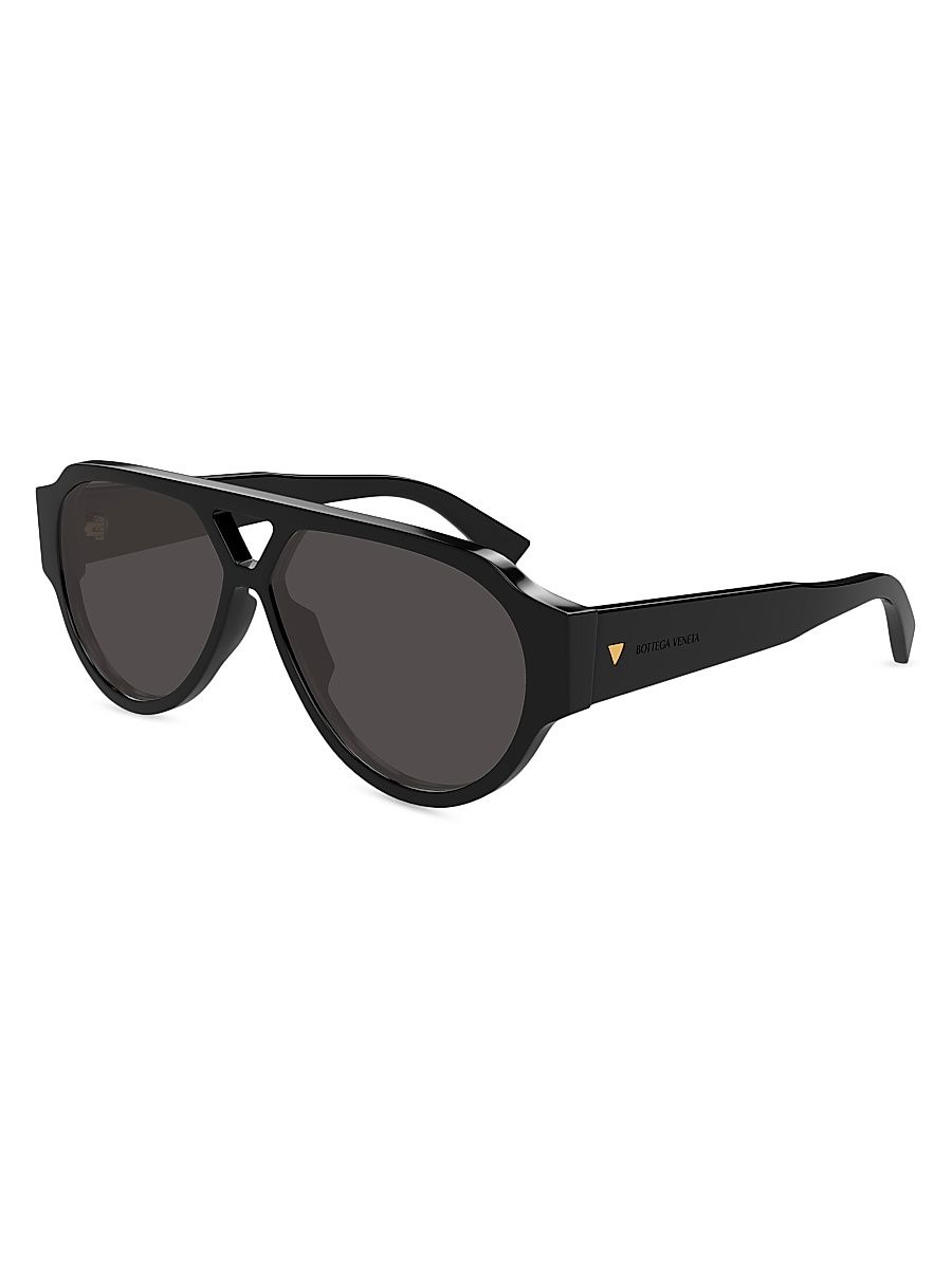 Men's Bold Triangle Stud 59MM Pilot Sunglasses - Black