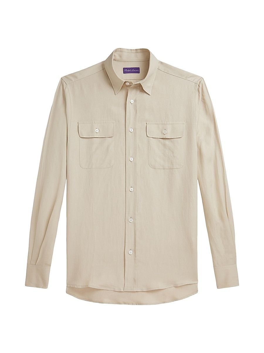 Men's Silk-Linen Canvas Shirt - Summer Sand - Size XS