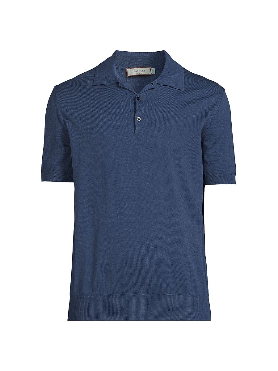 Men's Cotton Polo Shirt - Blue - Size 50