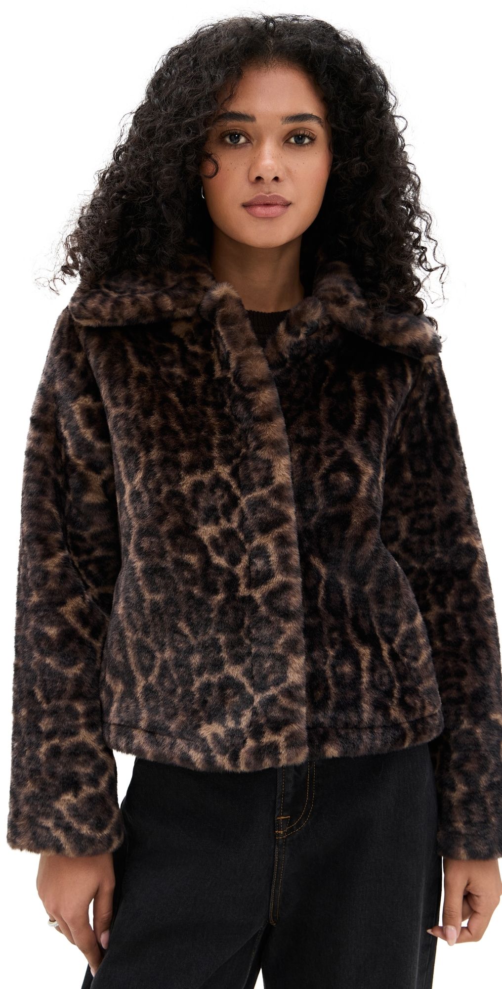 Apparis Elis Faux Fur Leopard Print Coat Dark Leopard XXS