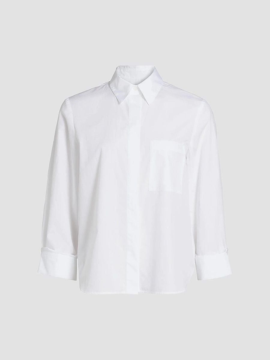 TWP Women's Boyfriend Cotton Patch Pocket Shirt - White - Size Small