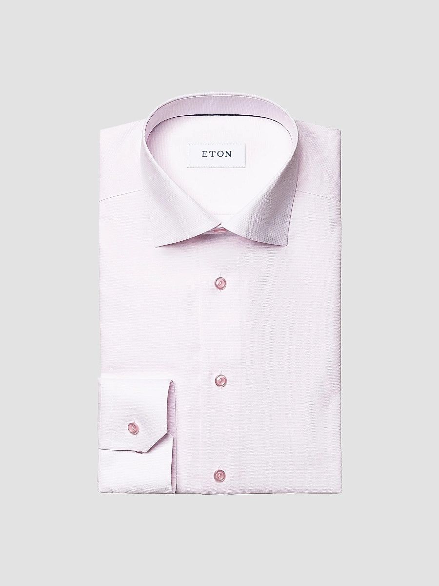 Eton Men's Contemporary-Fit Textured Solid Shirt - Pink Red - Size 15