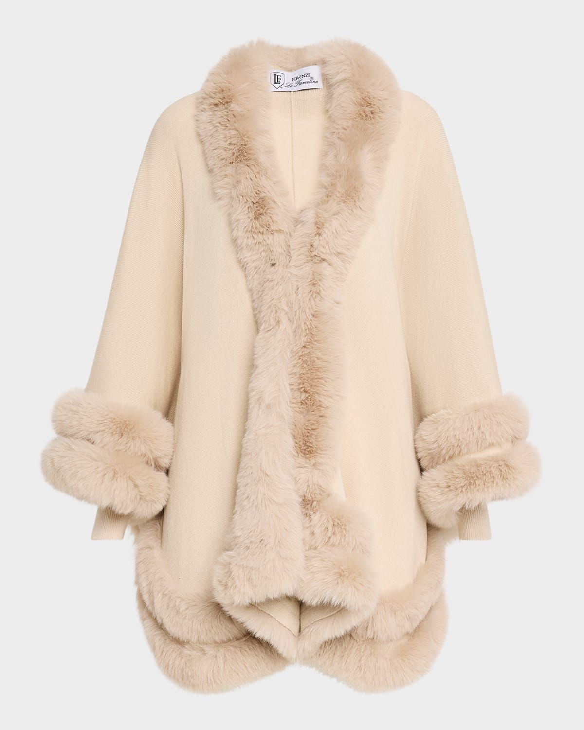 Ruana Shawl W/ Faux Fur Trim