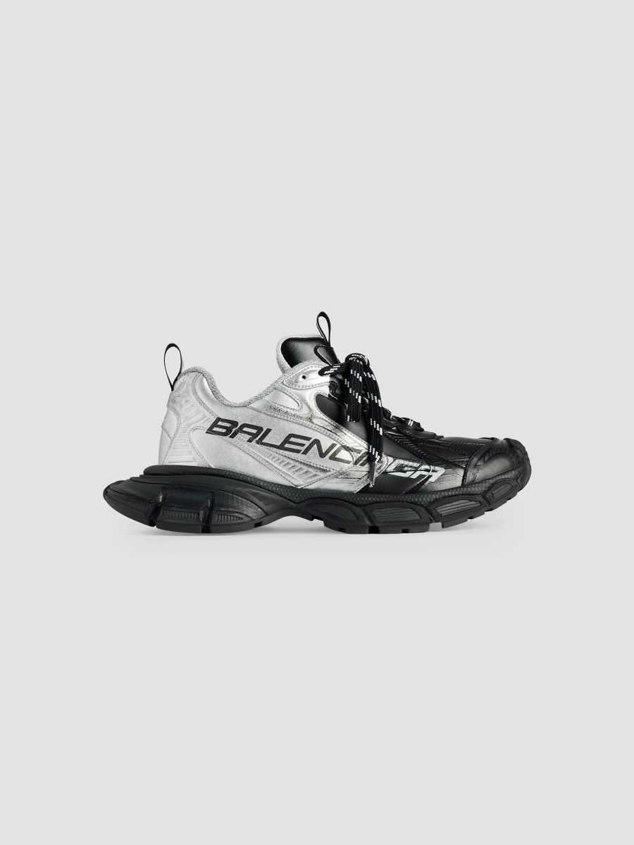 Balenciaga Men's 3XL Metallic Split Sneakers - Black Silver - Size 13