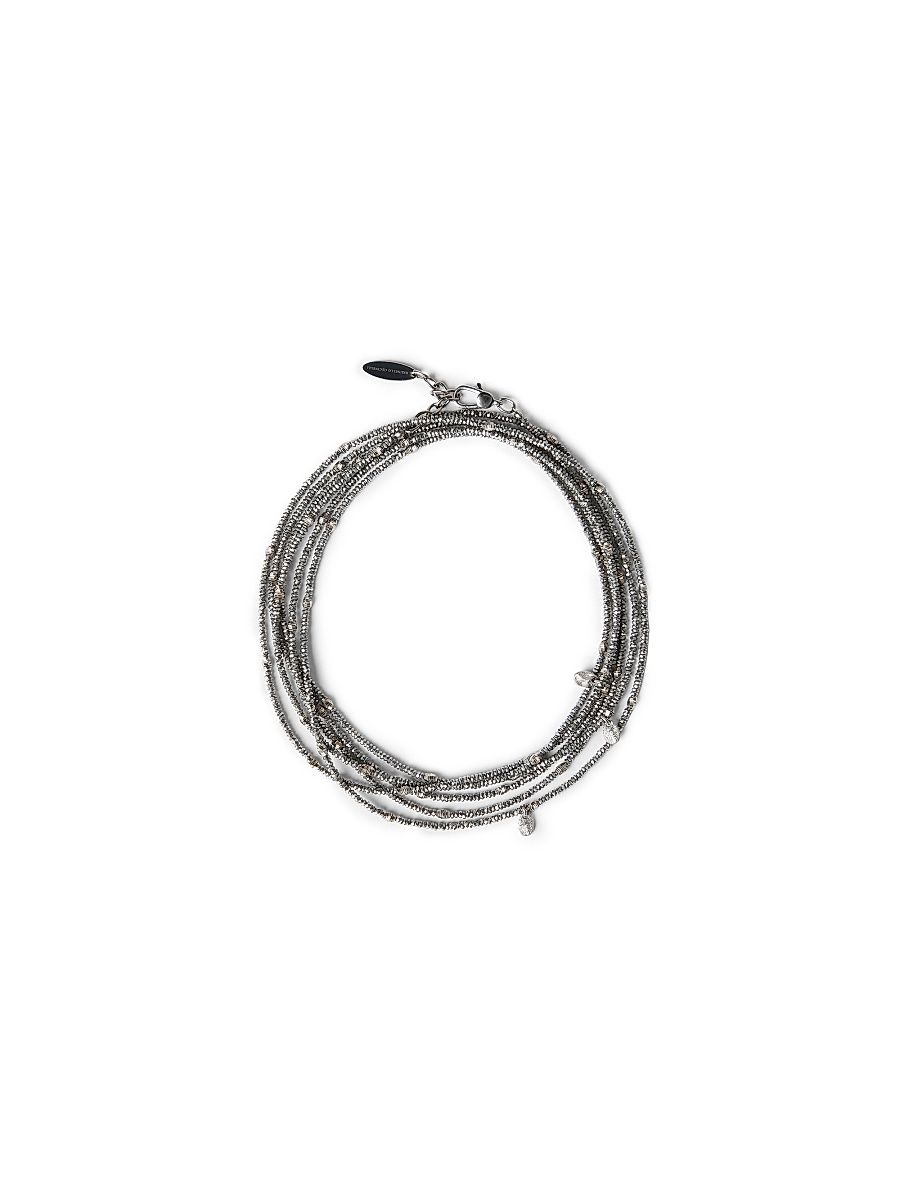 Women's Hematite and Sterling Silver Wrap Bracelet - Grey