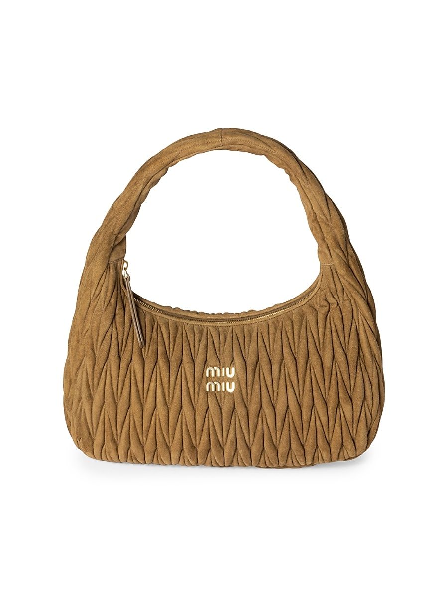 Women's Wander Matelassé Suede Hobo Bag - Dark Brown