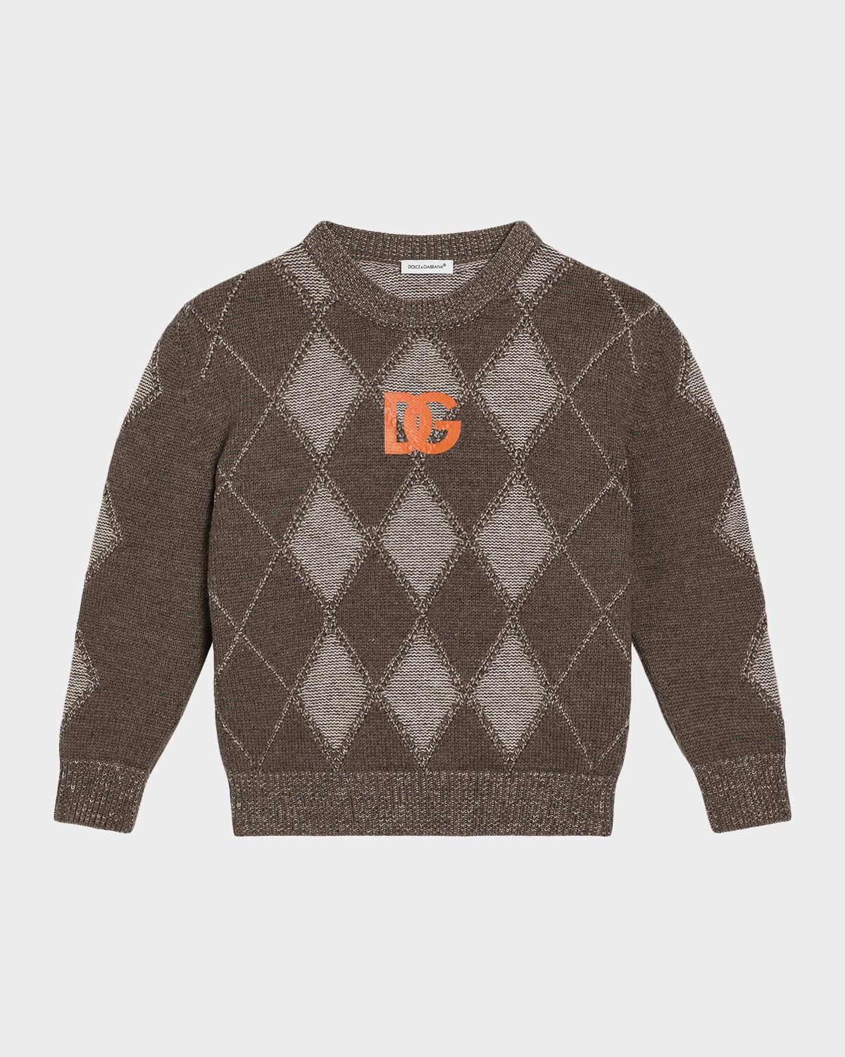 Boy & apos;s Intarsia Argyle Crewneck Sweater, Size 8-14