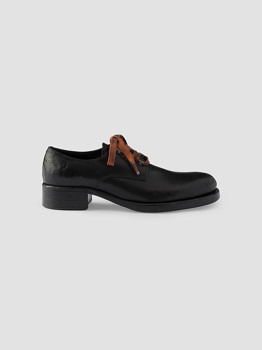 Women's Antiqued Leather Lace-Up Shoes - Black - Size 12