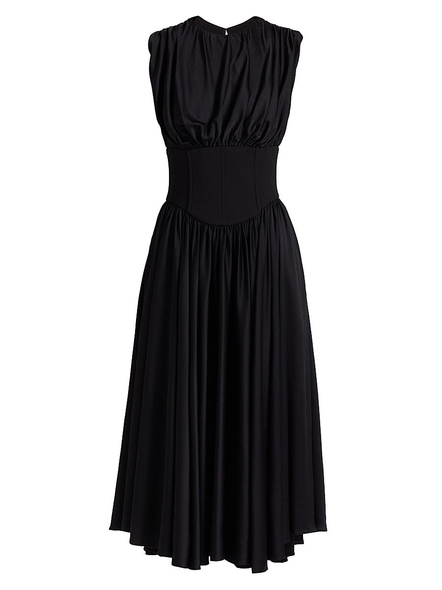 Women's Satin Basque Cocktail Dress - Black - Size 12