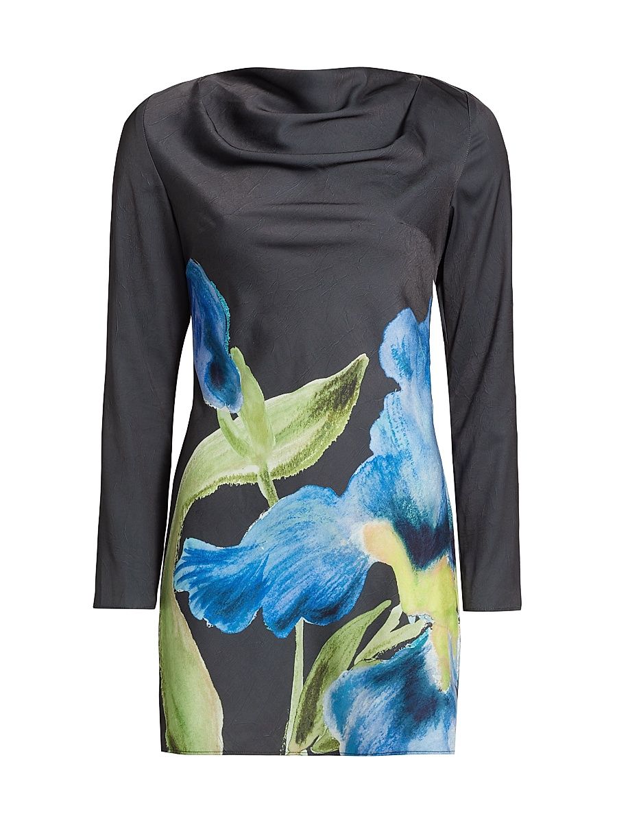 Women's Merida Floral Satin Minidress - Midnight Bouquet - Size 10