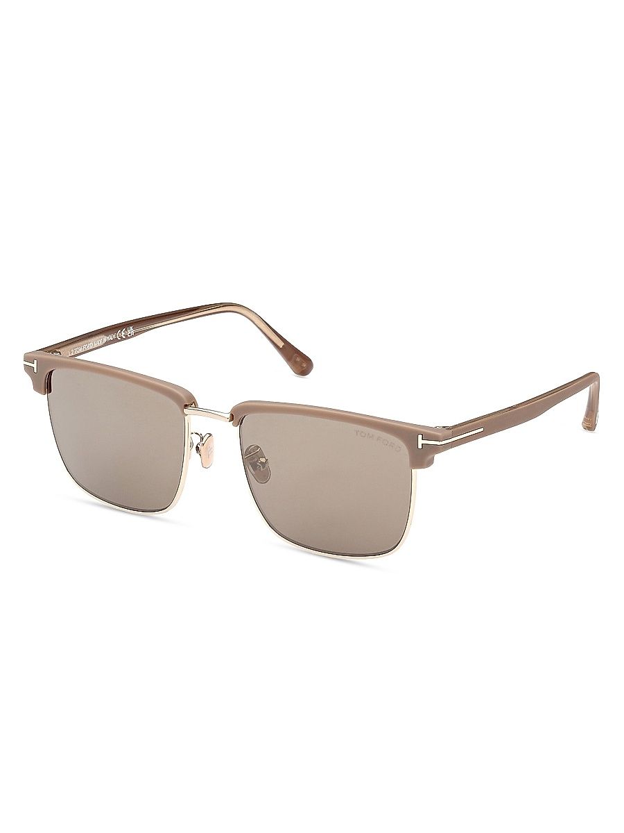 Men's 57MM Square Acetate Sunglasses - Pale Gold