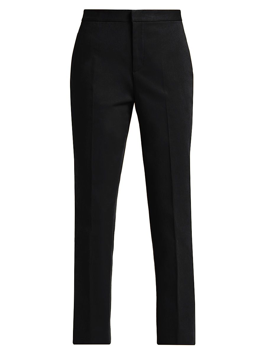 Women's Gabardine Straight-Leg Trousers - Nero - Size 8