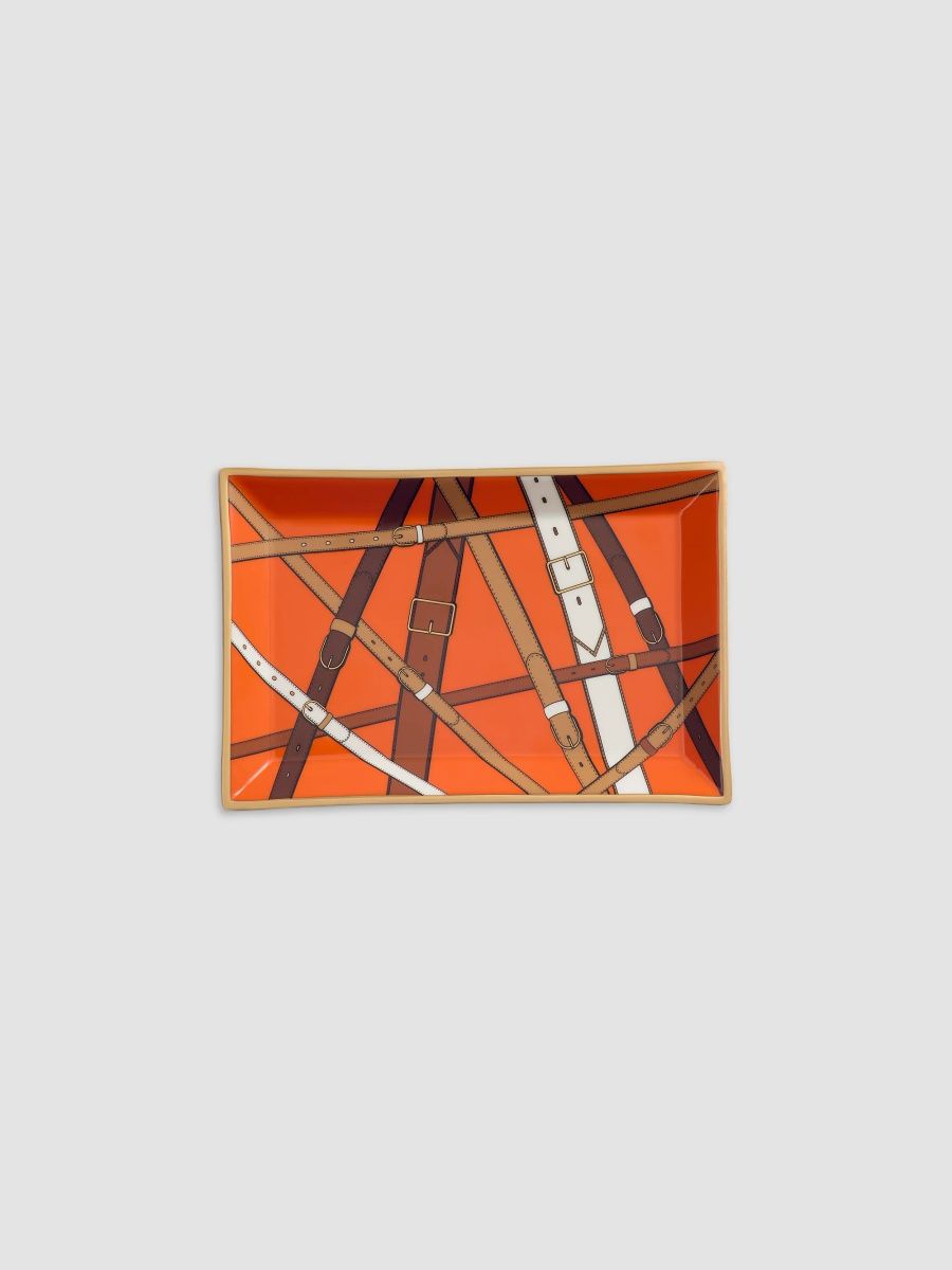 Jonathan Adler Saville Porcelain Rectangular Tray - Orange