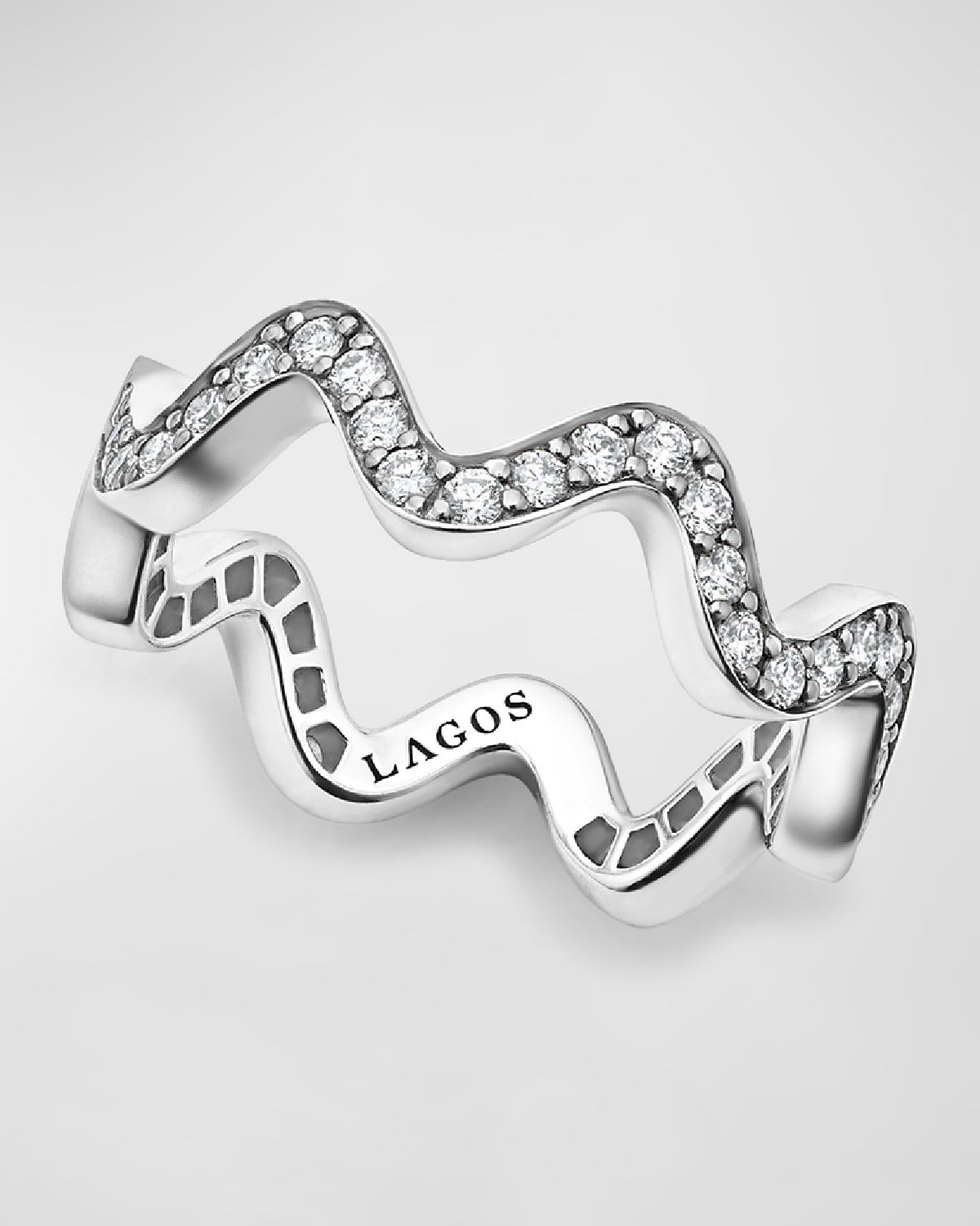 Caviar Spark Diamond Wave 6mm Eternity Band Ring, Size 7