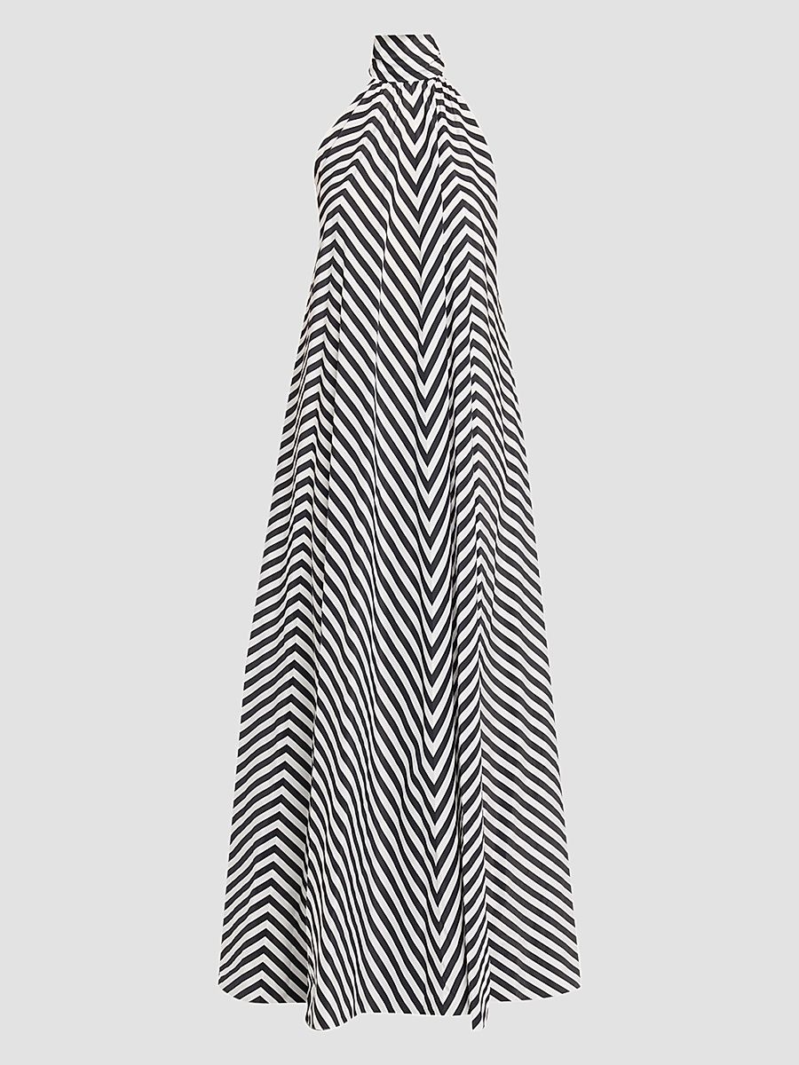 Women's Piper Zigzag Striped Silk-Blend Gown - Black White - Size 6