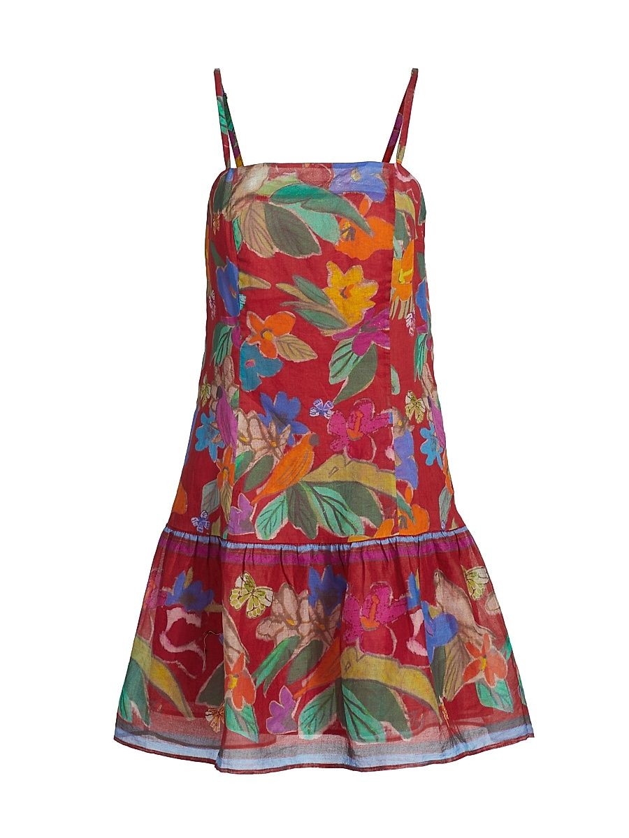 Women's Anita Floral Cotton A-Line Minidress - Macaw - Size 12