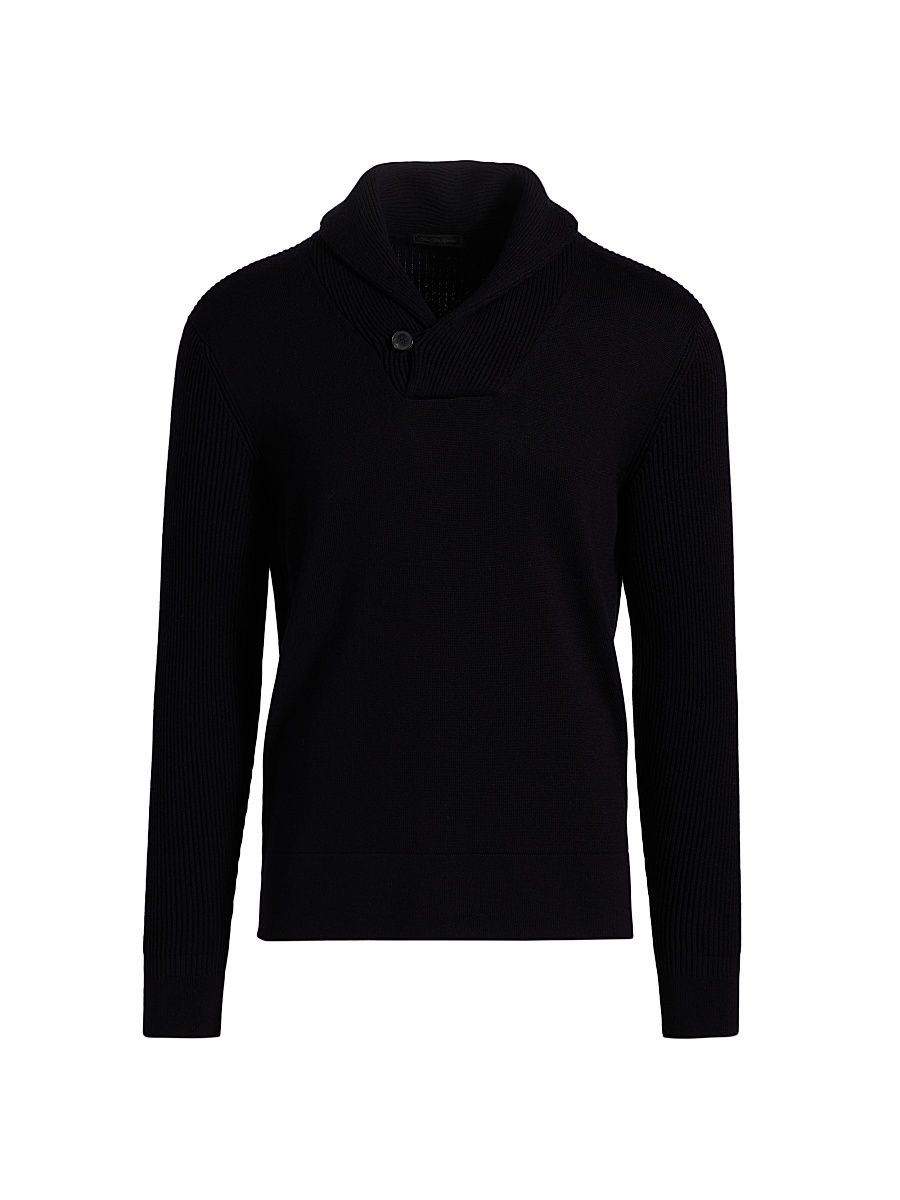 Men's Shawl Wool Cardigan - Navy - Size XXL