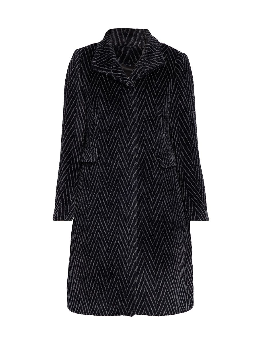 Women's Feronia Alpaca-Blend Chevron Coat - Black - Size 6