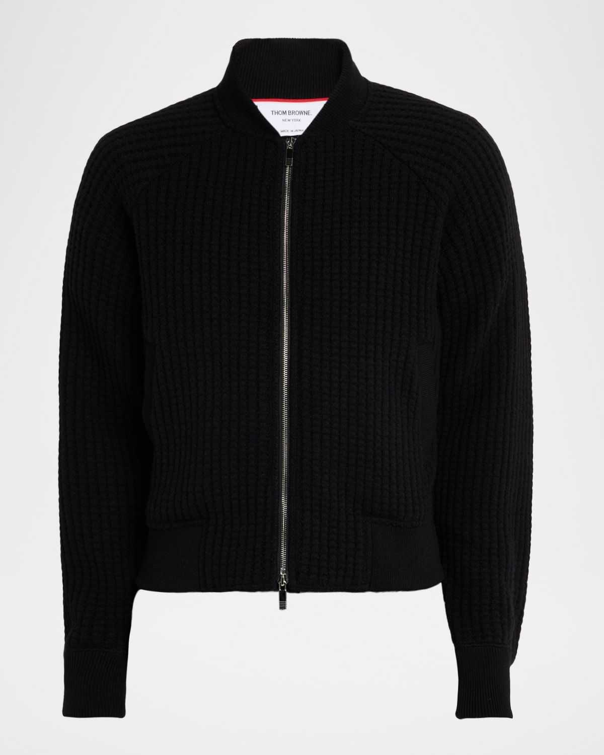 Men & apos;s Wool Waffle Raglan 4-Bar Bomber Jacket