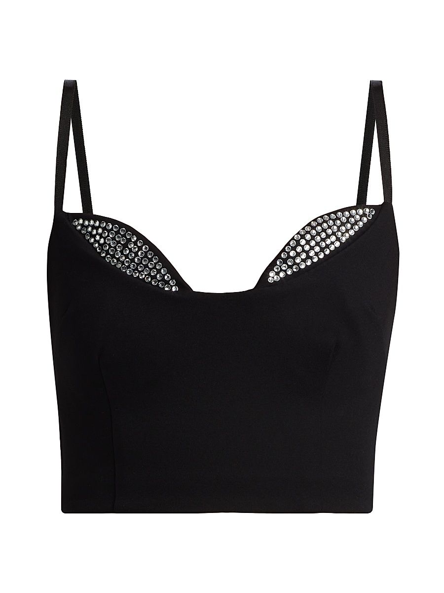 Women's Ponte Crystal-Trim Top - Black - Size Small