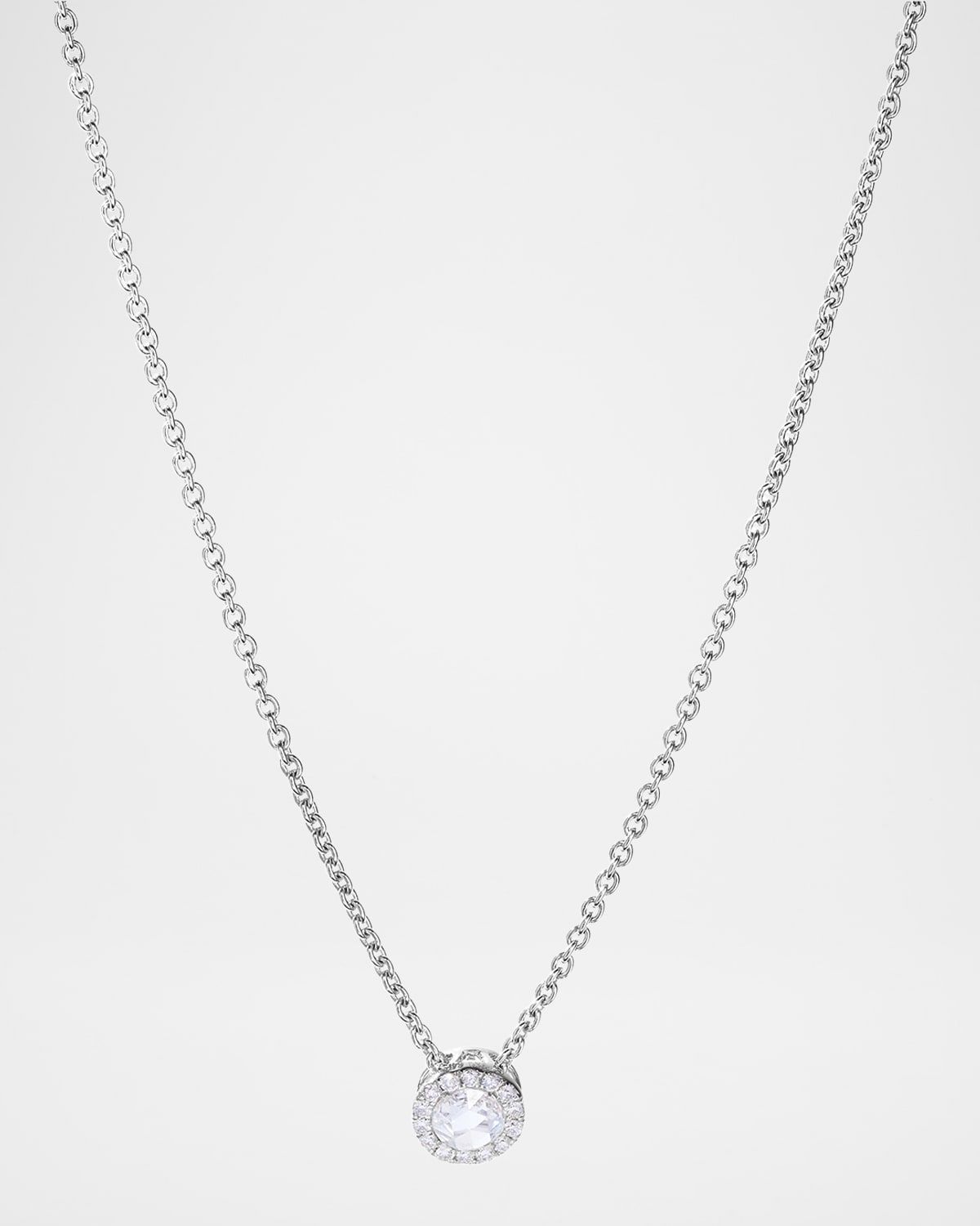 18K White Gold Solitaire Diamond Pendant Necklace