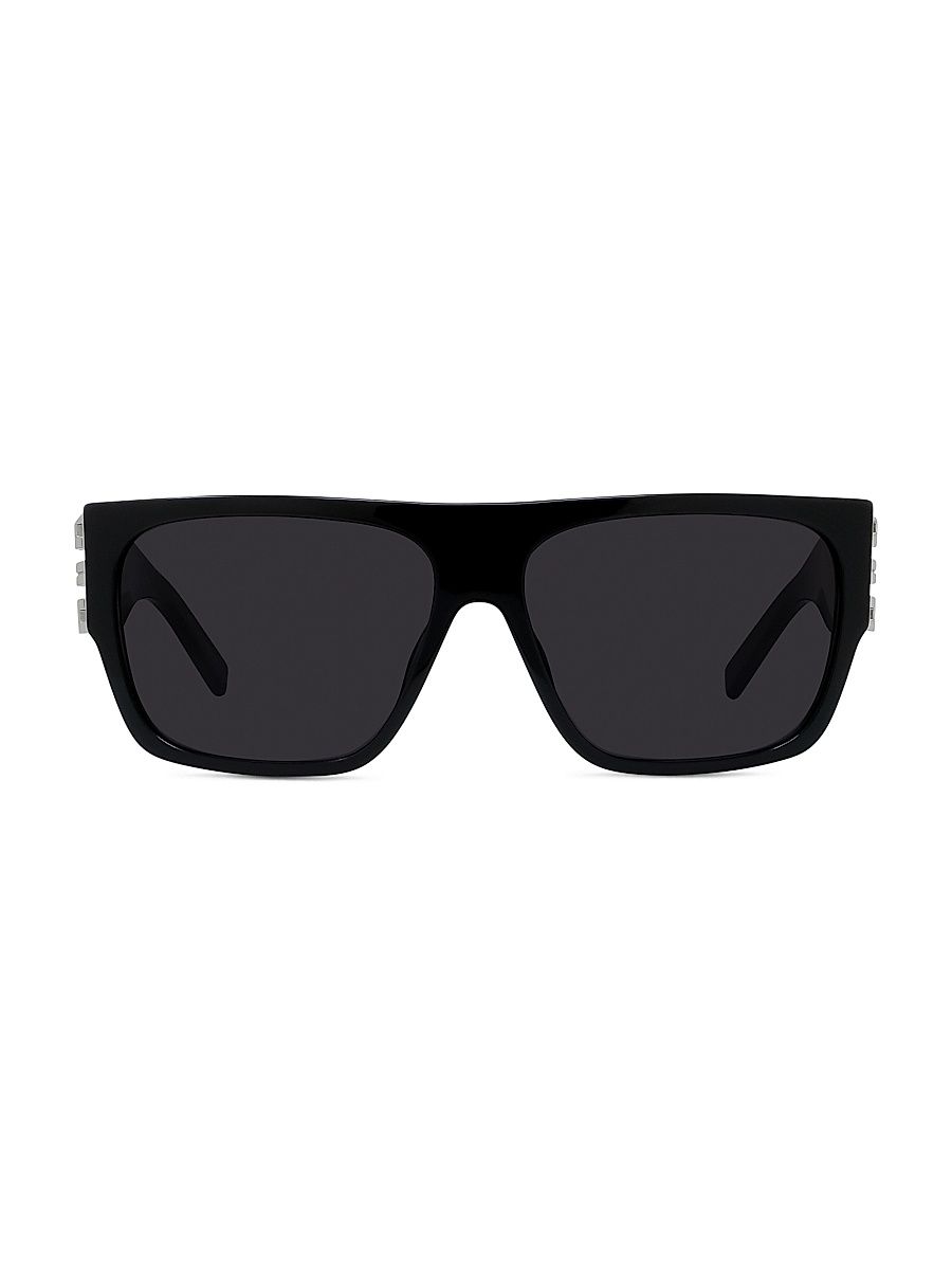 Men's 4G Rectangular Sunglasses - Shiny Black Smoke