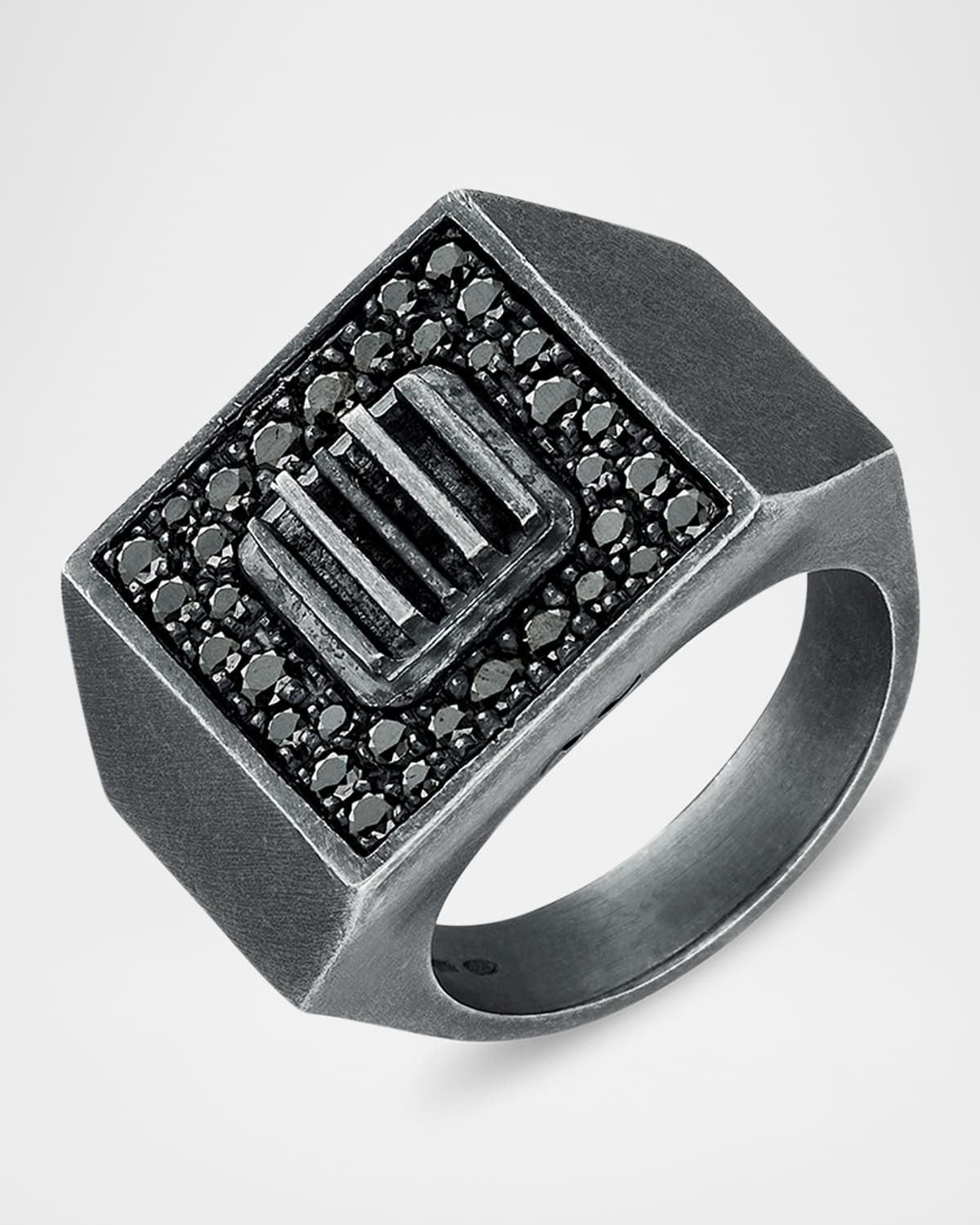Men & apos;s Gladiator Black Diamond Oxidized Sterling Silver Ring