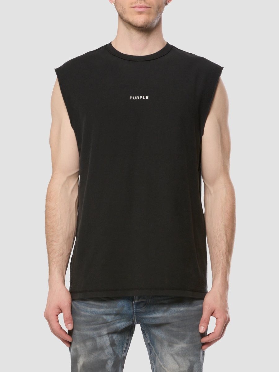 Purple Brand Men's Logo extured Cotton Muscle Tank - Black - Size XXL