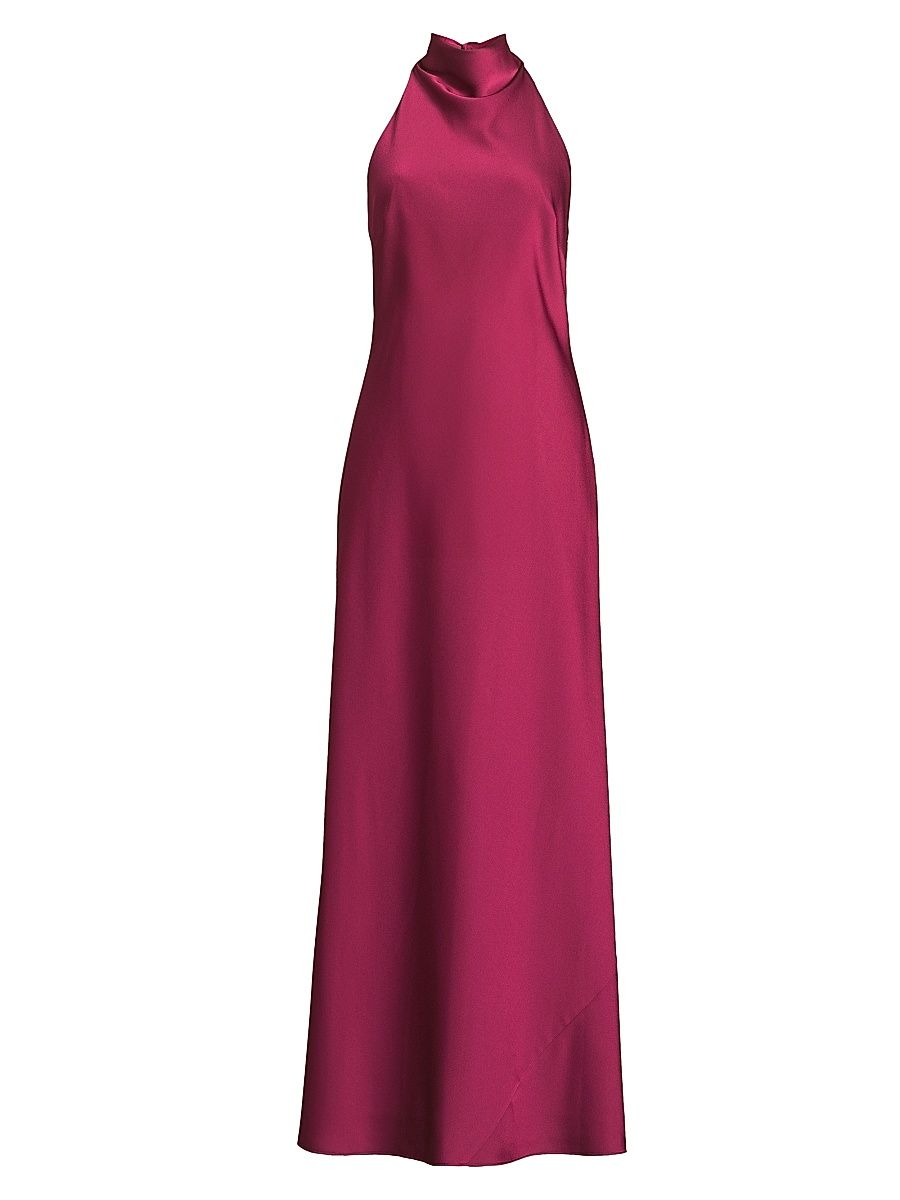 Women's Satin Halter A-Line Gown - Meritage - Size 16