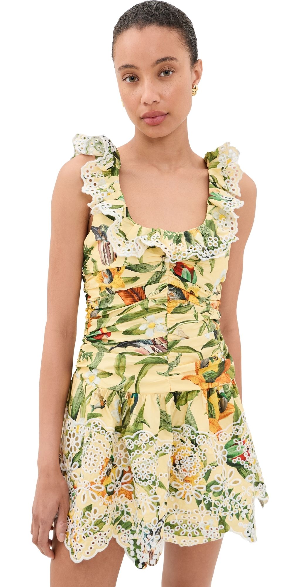 FARM Rio Brasil Collage Soft Yellow Mini Dress Brasil Collage Soft Yellow XS