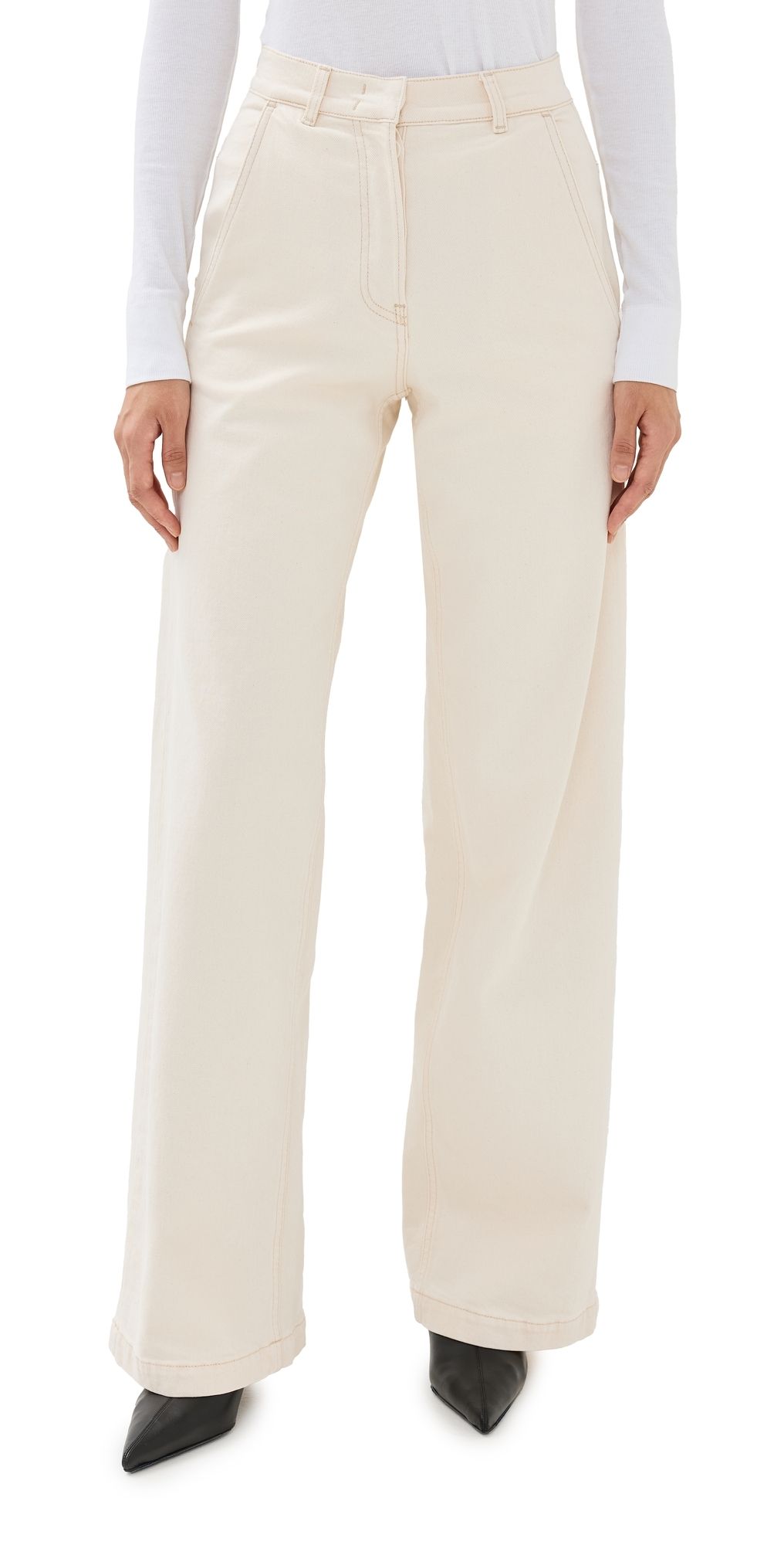 Another Tomorrow Carpenter Denim Pants Ecru 36