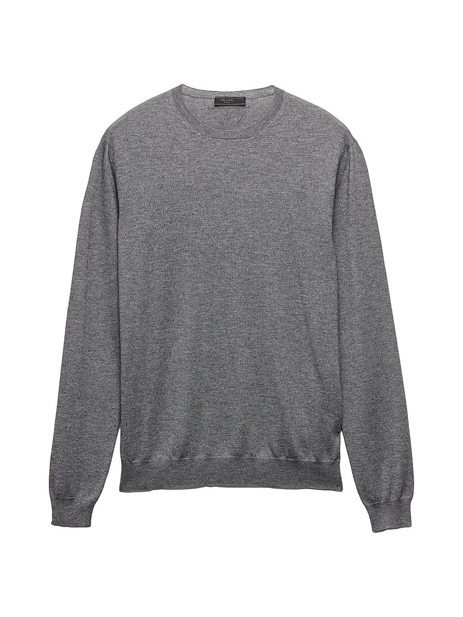 Men's Cashmere and Silk Crewneck Sweater - Grey - Size 44