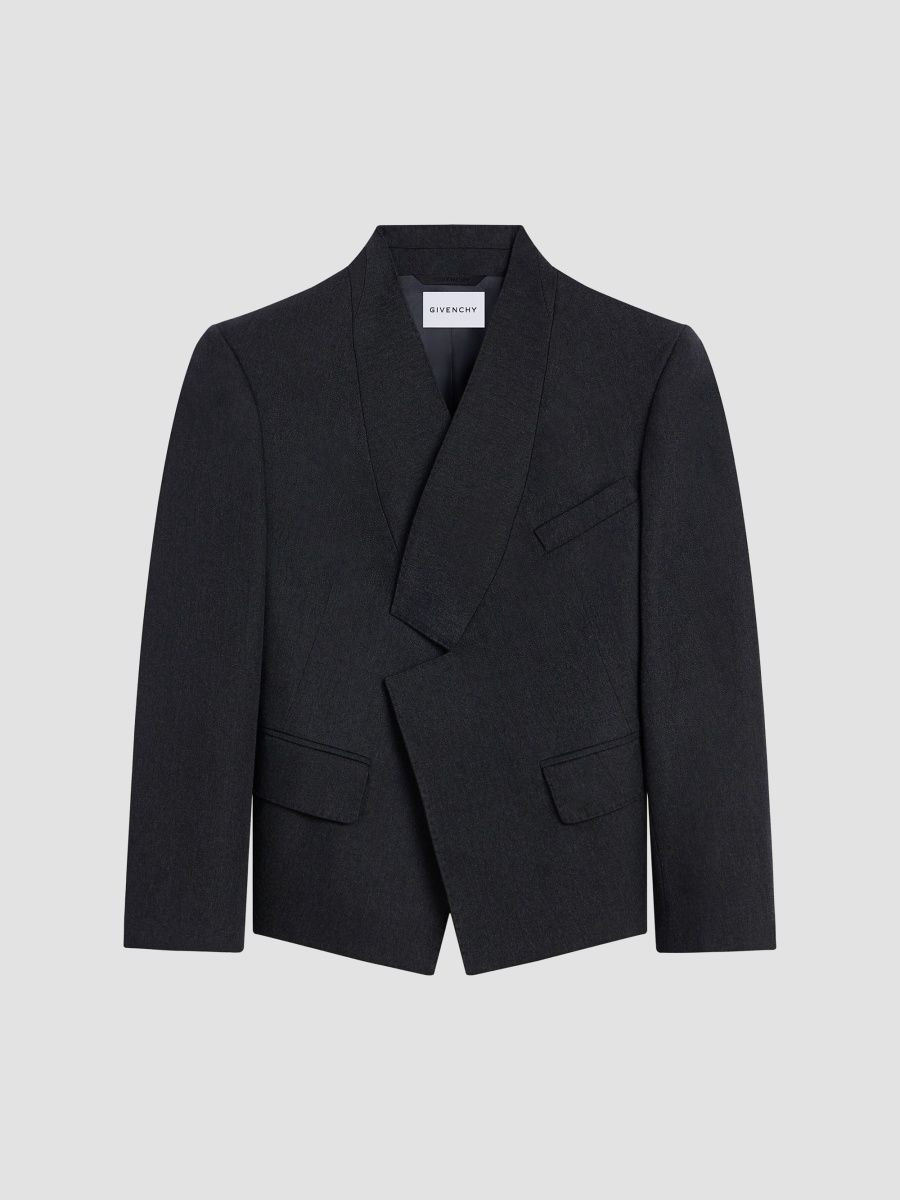 Givenchy Women's Reverse Lapel Blazer in Wool - Dark Grey - Size 12