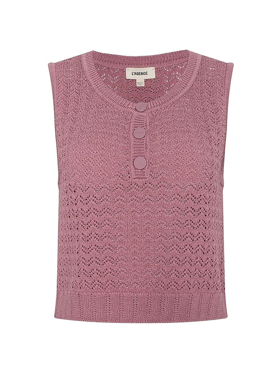 Women's Carven Pointelle-Knit Tank - Lilas - Size XL