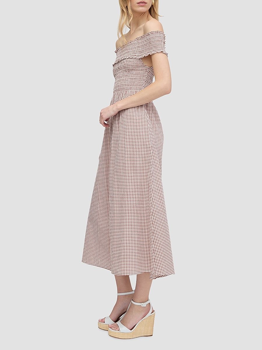 Women's The Marguerite Nap Dress - Cognac Gingham - Size XXXS