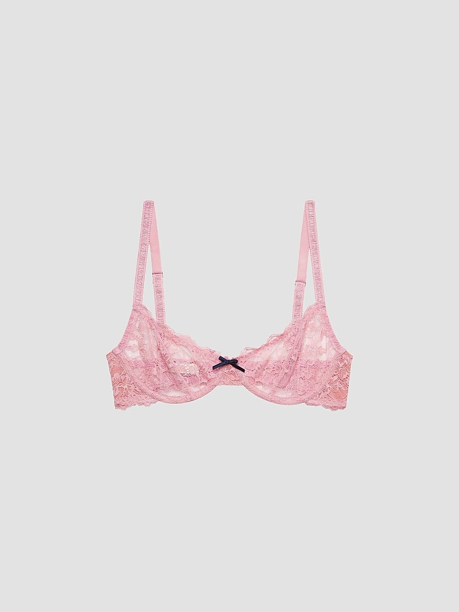 Fleur du Mal Women's Bianca Lace Underwire Balconette Bra - Pink Lady - Size 36D