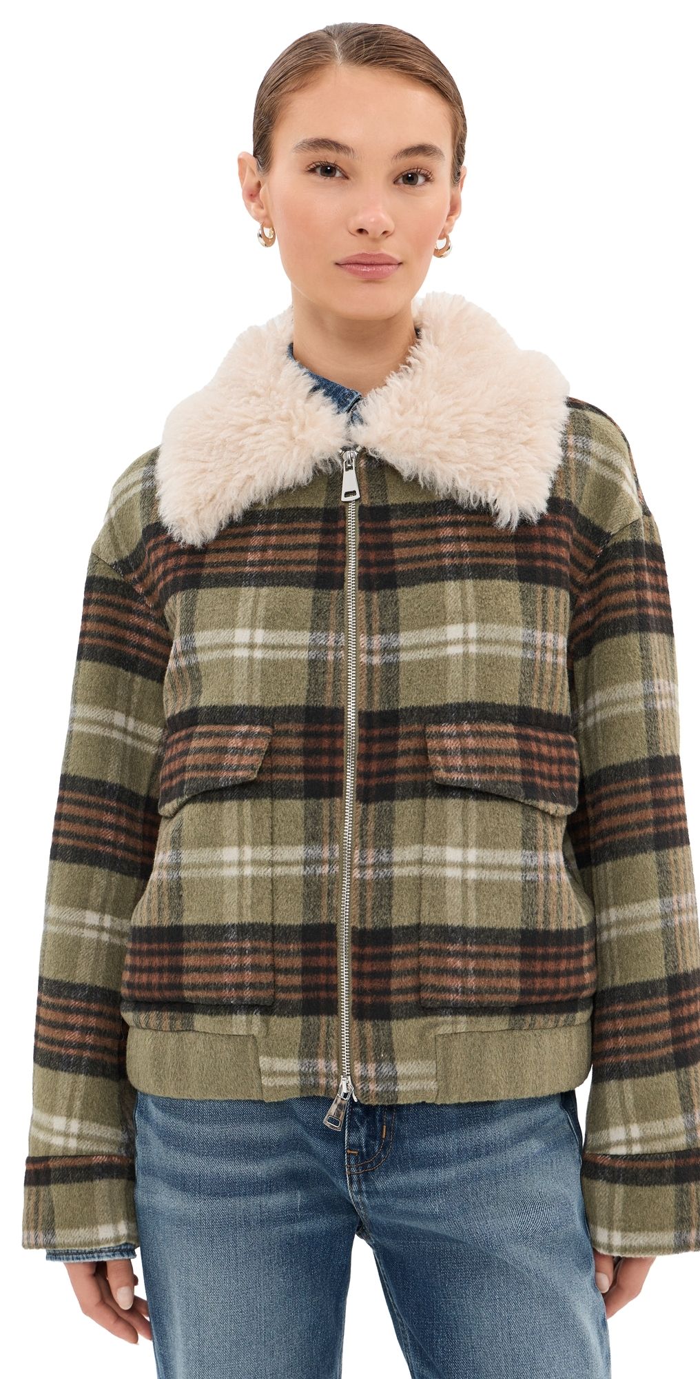 LE BOP Spencer Jacket Olive Plaid L