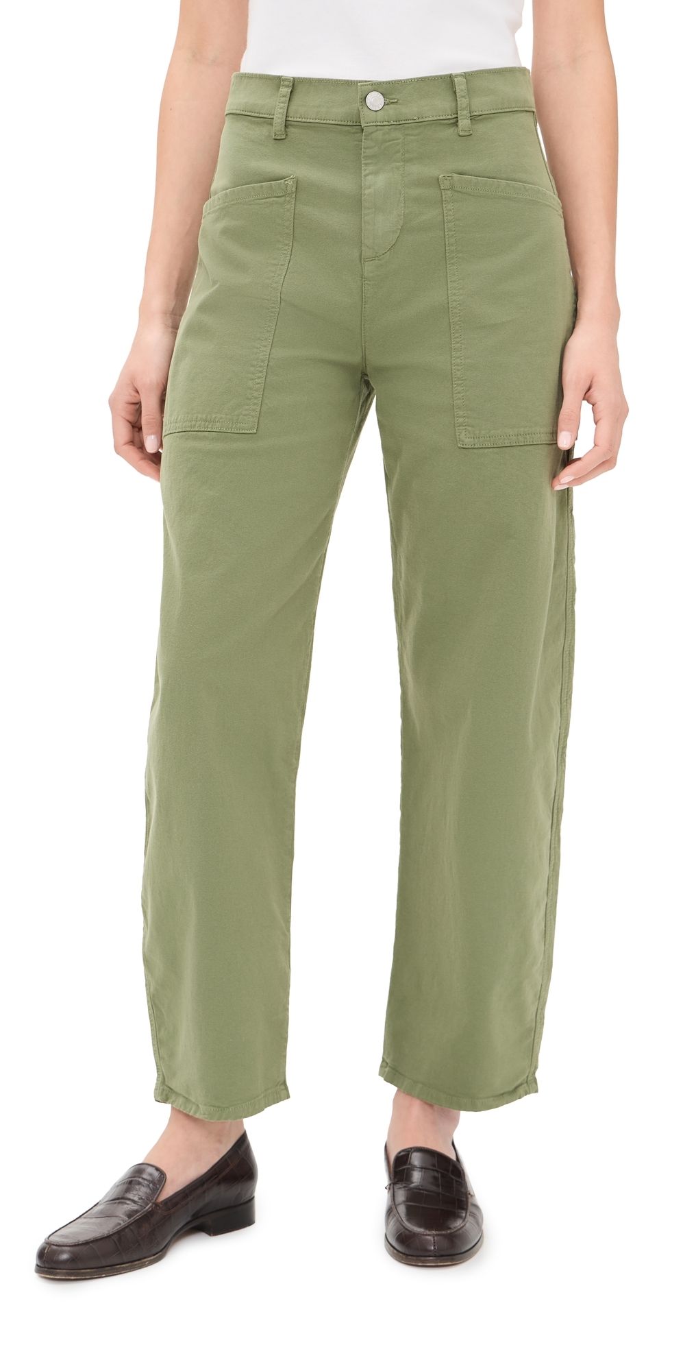 Frank & Eileen Twill Barrel Trousers Olive 2