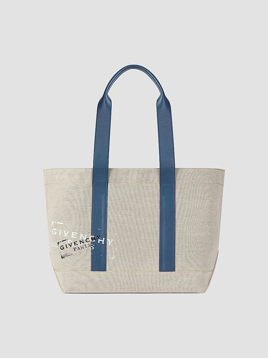 Givenchy Men's Tote Bag in Canvas - Beige Blue