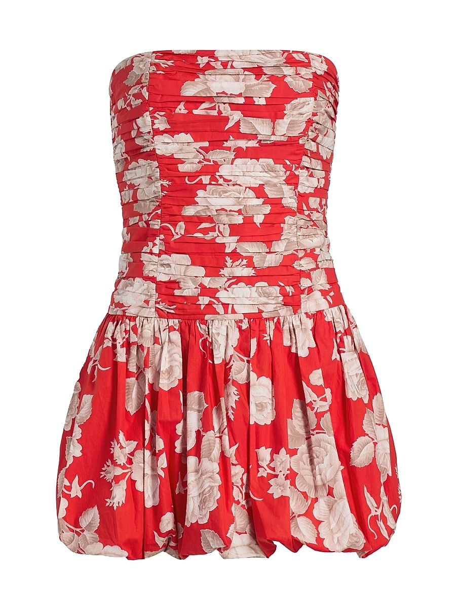 Women's Montreal Floral Dropwaist Minidress - Rosebud Red - Size 12