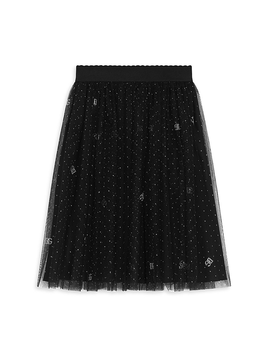 Little Girl's & Girl's DG Glitter Tulle Skirt - Black - Size 2