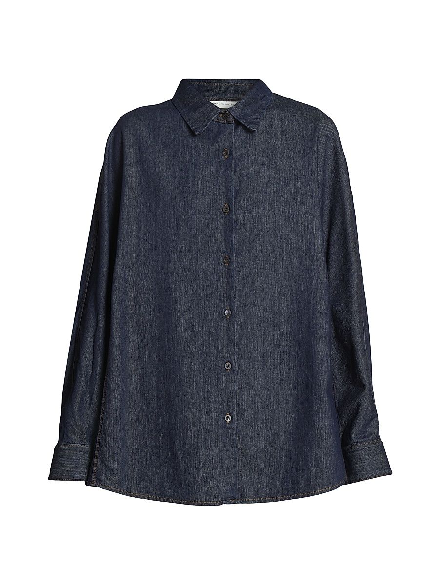 Women's Casio Denim Oversized Button-Front Shirt - Indigo - Size Large
