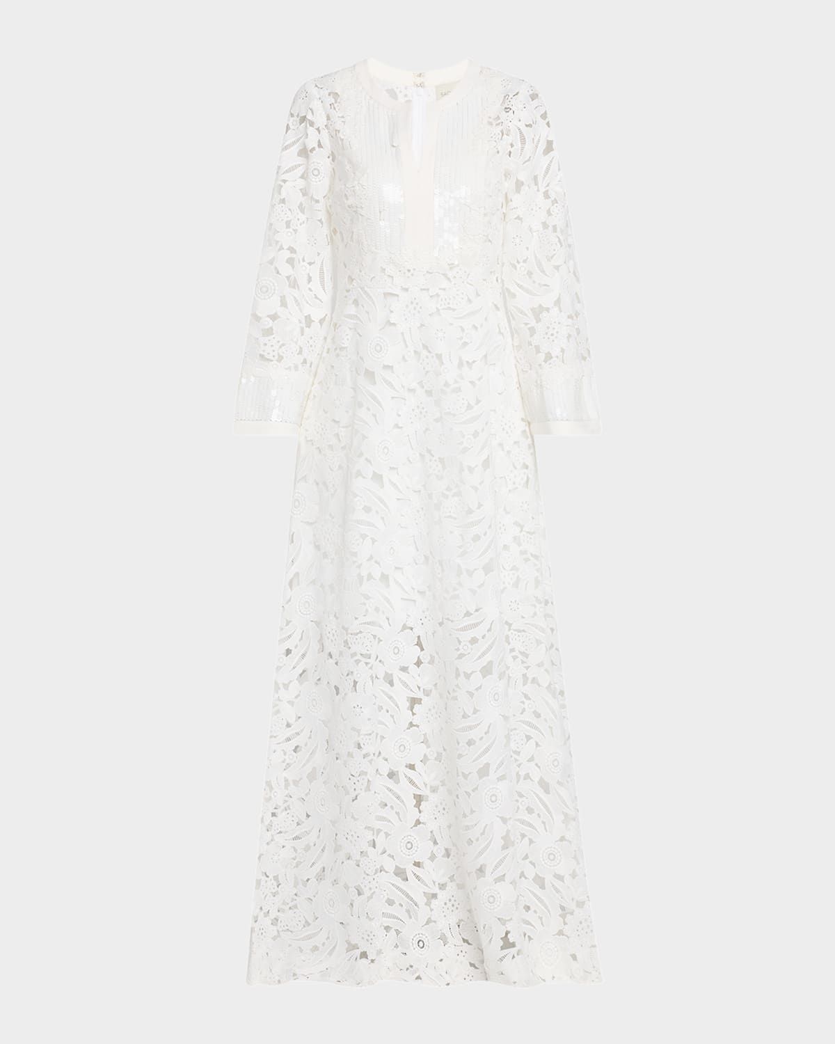 Cynthia Sequin-Embellished Floral Lace Gown
