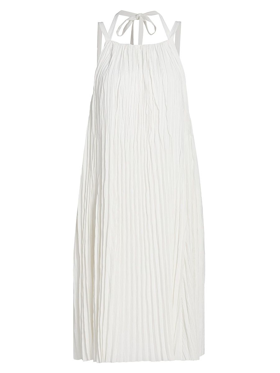 Women's Pleated A-Line Pintuck Dress - Off White - Size XS