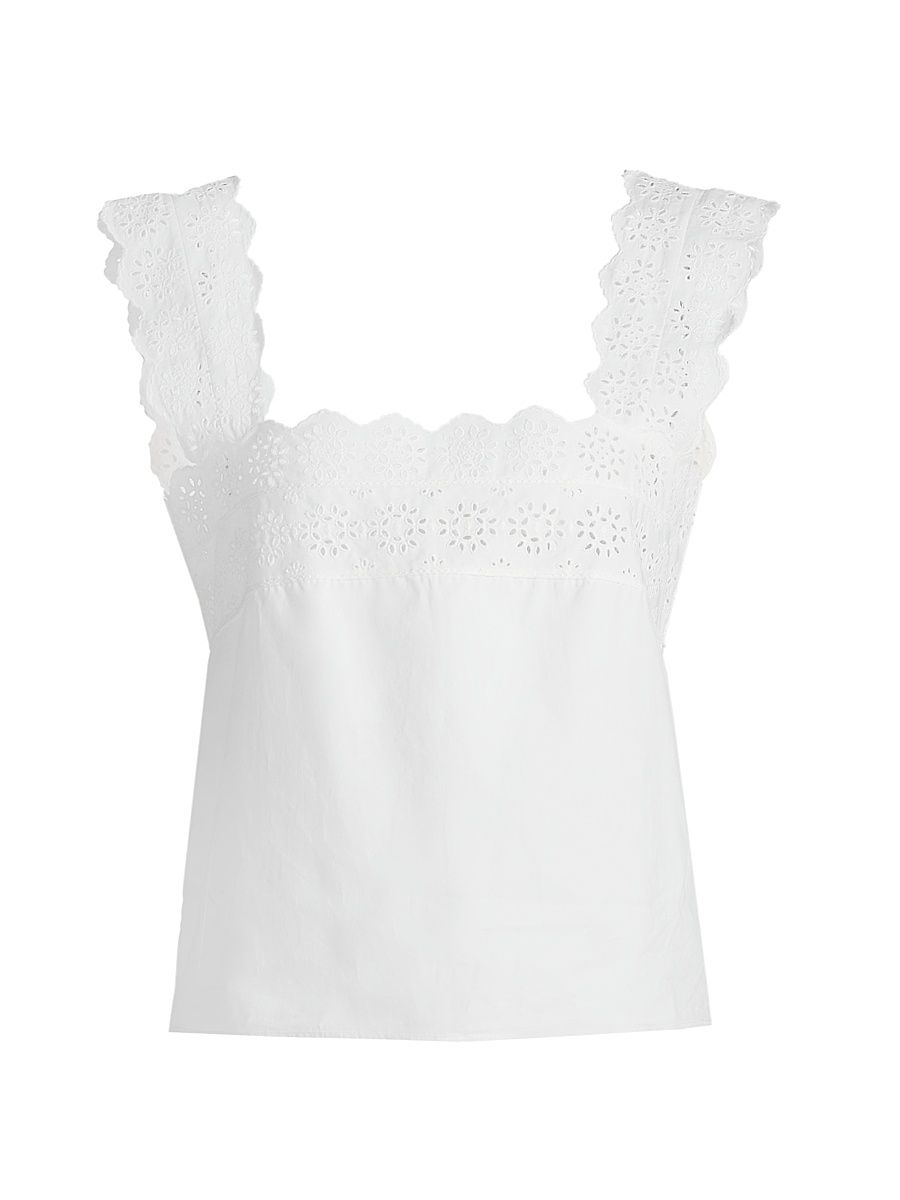 Women's The Eyelet Cotton Tank - White - Size Large