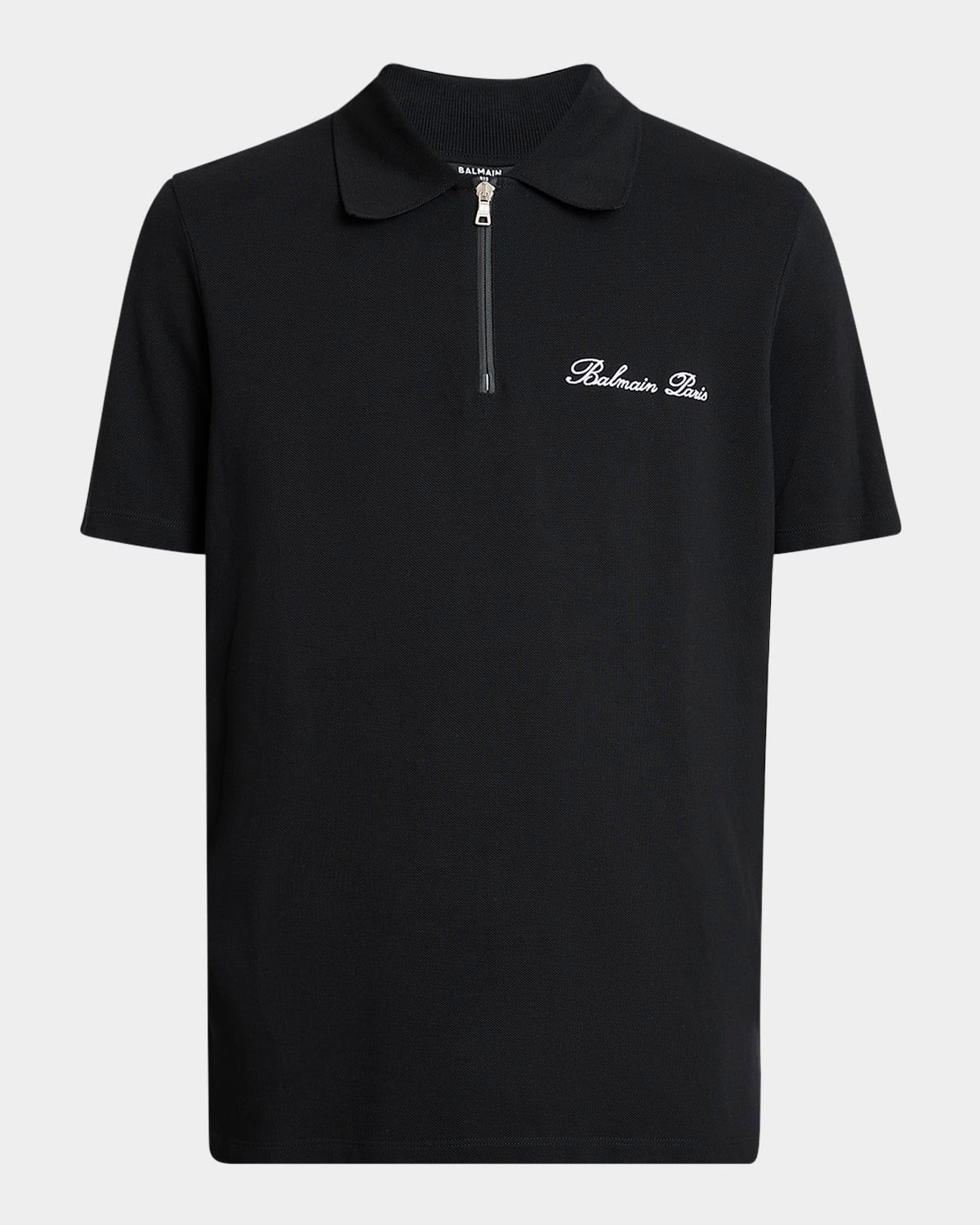 Men & apos;s Embroidered Zip Polo Shirt