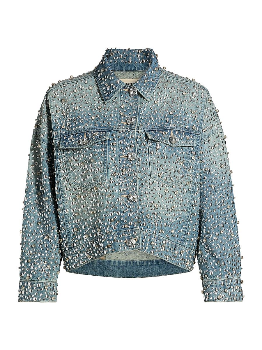 Women's Vangie Crystal-Embellished Cotton Jacket - Palo - Size Medium