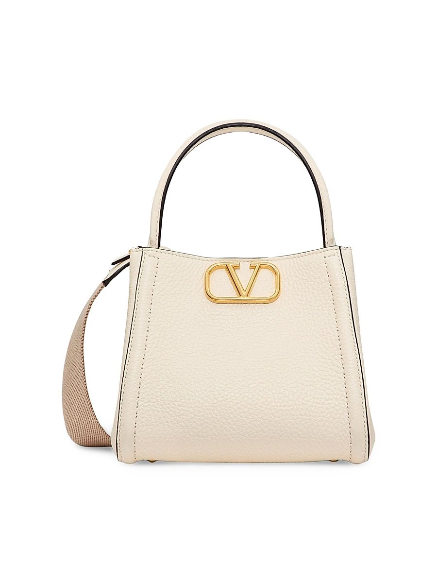 Women's Valentino Garavani Alltime Small Handbag in Grainy Calfskin - Ivory