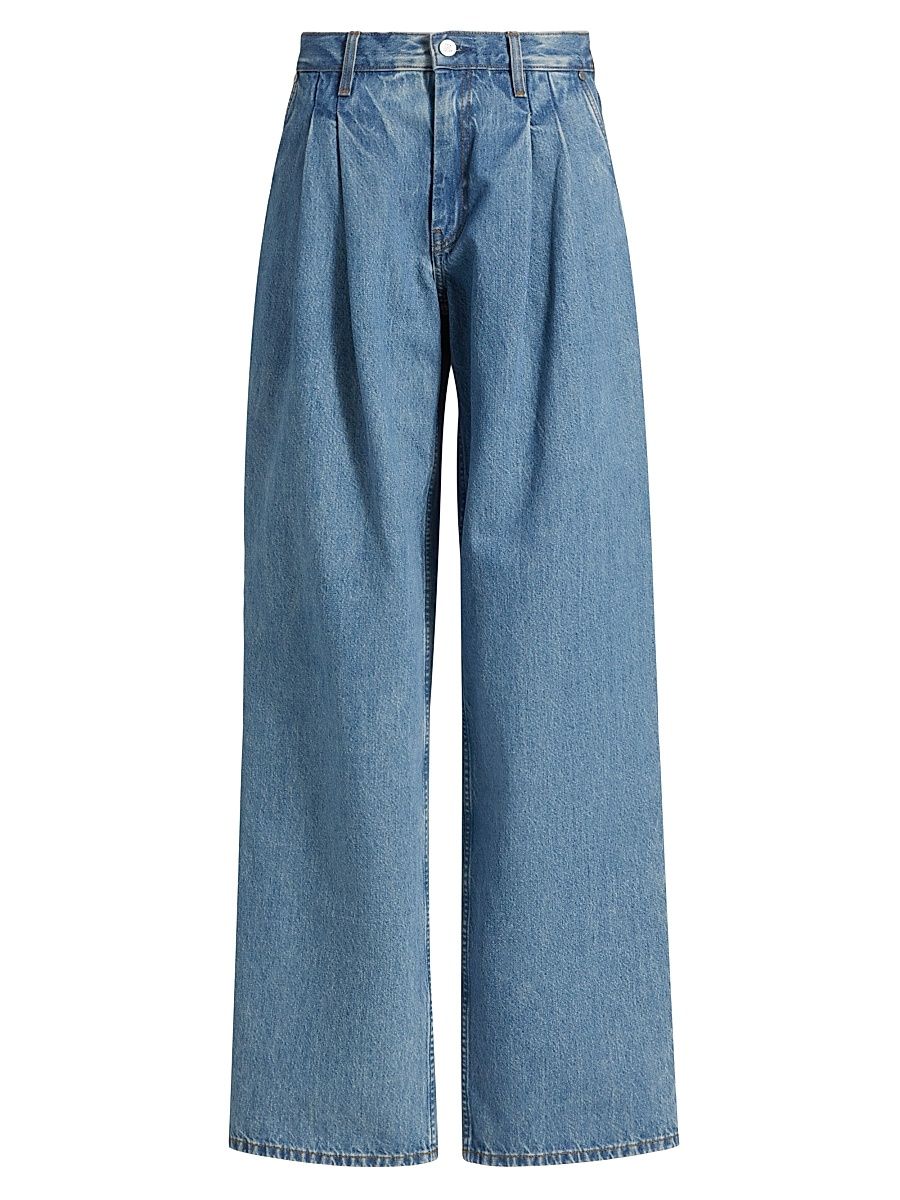 Women's Double-Pleat Wide-Leg Jeans - Archive Blue - Size 28
